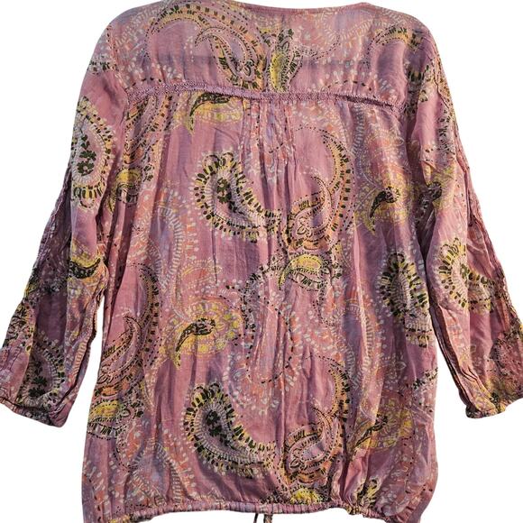 Nine West Vintage American Jeans Top Pink Floral Boho Western Fairy Large - Picture 2 of 7